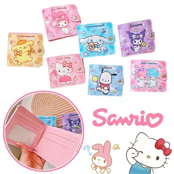 Sanrio Hello Kitty Melody Kuromi Fermuar Cüzdan Kadın küçük cüzdan Tote Çanta Sikke kart tutucu PU deri cüzdan Kız doğum günü hediyesi