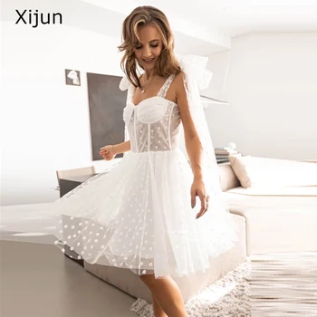 Xıjun Beyaz Basit Mini Akşam Elbise Yay A-Line Kısa Homecoming Elbise düğün elbisesi 2023 Balo Abiye Gelin Örgün Parti Elbise