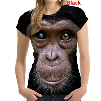 Kadın Yeni 3D Gorilla Komik Maymun T Shirt Kişilik Rahat Serin Hayvan Kısa Kollu Gömlek
