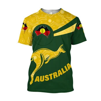 Yeni 2023 Aborijin Kanguru Avustralya Yerli Boyama Sanatı 3D Baskılı T Shirt Erkekler ve Kadınlar için Yaz Serin Tees T-shirt