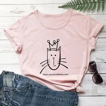 Yok sıradan Kediler Grafik Baskılı Gömlek Yeni Varış Rahat %100 % Pamuk komik T Shirt Kedi Anne Gömlek Kedi Severler Hediye