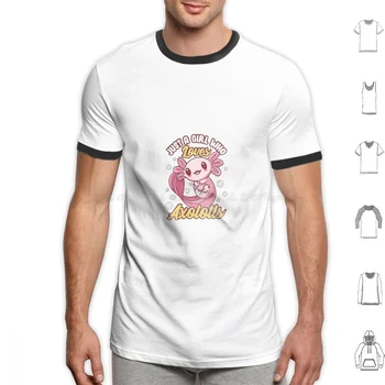 Bayan Sadece Bir Kız Seven Axolotls Komik Axolotl Çocuk Kız Pet V Yaka T-Shirt T Shirt Büyük Boy %100 % Pamuk Bayan Sadece Bir