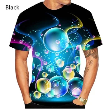 2023 Gökkuşağı Kabarcık renkli tişört Rahat Kısa Kollu Yaz Erkek 3D Tişört