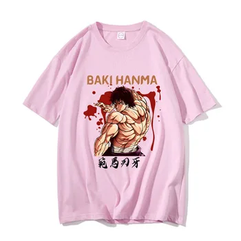 Boks Anime Baki Hanma Yüksek Kick T-Shirt ERKEKLER Serin Çocuk Rahat Tişörtleri %100 % Pamuklu T Shirt Karikatür Tasarım duygusu Düzenli Yumuşak