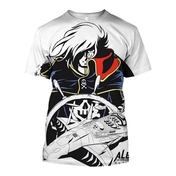 Moda Yaz Uzay Korsan Kaptan Harlock Albator Anime 3D Baskı T-shirt Streetwear Erkek ve Bayan Casual Boy Çocuk Üstleri