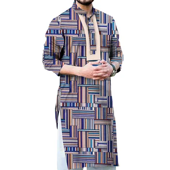 Afrika Erkekler Agbada Müslüman Erkekler Jubba Thobe Uzun Kollu Nefes Afrika Geleneksel Giyim Resmi Dashiki Kıyafet Gömlek Pantolon Elbise
