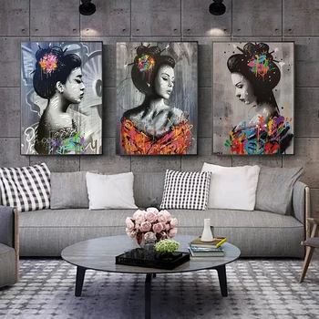 Japon Geyşa Elmas Boyama Kimono Kadın 5D Elmas Nakış Graffiti Sanat Seksi Kız Güzellik Çapraz Dikiş El Sanatları Dekor Ev