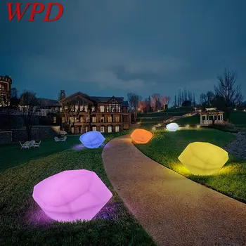 WPD Modern 16 Renk Çim lambaları USB Elektrikli Yaratıcı 3D Beyaz Taş Uzaktan Kumanda İle IP65 Dekor Bahçe Parkı için