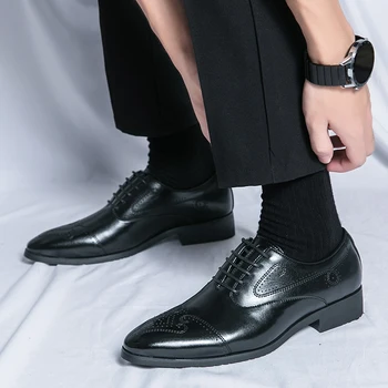 Yeni Brock Derby Ayakkabı Erkekler için Orijinal İş Siyah deri Ayakkabı Erkekler Moda Elbise Ayakkabı Ücretsiz Kargo Klasik Erkek Ayakkabı