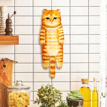 Kedi El Havlusu Mutfak Banyo Kedi Baskı El Havlusu Asılı Döngü İle Hızlı Kuru Yumuşak Emici Mikrofiber Yaratıcı Havlu