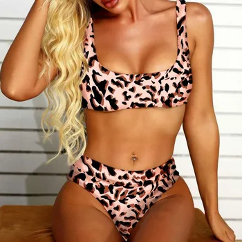 Leopar Mayo 2024 Seksi 2 parça bikini seti Kadınlar için Düşük Bel Zebra Çizgili Mayo Yaz Plaj Tatil Mayo