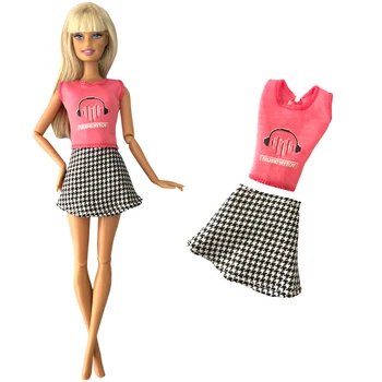NK 1 Adet Bebek Mini Etek Modern Moda Gömlek +Gri Etek barbie bebek Aksesuarları çocuk oyuncakları Kız Hediye