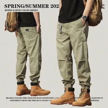 RS erkek / Dağ Sistemi Açık Yaz Yeni Gevşek Toka Kemer Tasarım İpli Pantolon Açık erkek İş Pantolonu