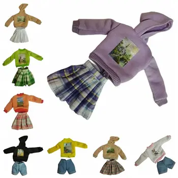 1 Takım 30cm Bebek oyuncak bebek giysileri Giyim Oyuncaklar Moda Rahat oyuncak bebek giysileri Yeşil Gömlek Etek Takım Elbise Bebek Elbise Noel hediyesi