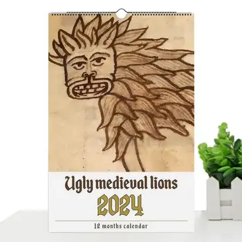 Aslan duvar takvimi 2024 Dekoratif Komik Şaka Hediye duvar takvimi Aslan Dayanıklı Günlük Hayvan Takvimi Okul İçin Kalınlaştırmak