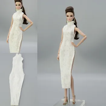 Beyaz Cheongsam gece elbisesi etek Elbise Giyim Kıyafet 1/6 BJD İçin Xinyi FR ST barbie bebek hediye kız için