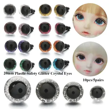 5Pairs 20mm Plastik Bebek Gözler Glitter Kristal Gözler El Sanatları Ayı Hayvan Kukla Güvenlik Gözler Doldurulmuş Oyuncaklar Parçaları DIY Bebek Aksesuarları