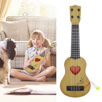 Çocuk Küçük Boyutlu Müzik Aletleri Taklit Ukulele Mini Gitar Çalma Oyuncak Dört Telli