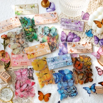 40 Adet Sevimli Kelebek Çıkartmalar Su Geçirmez Çıkartmaları Renkli Etiket Paketi Scrapbooking İçin Dizüstü Ev Dekorasyon