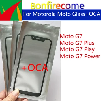 10 Adet / grup Motorola Moto G7 Artı Güç Oyun Dokunmatik Ekran Ön Dış Cam Panel Lens LCD Ön Cam Değiştirme