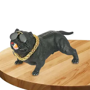 Pano Süslemeleri Simülasyon Kabadayı Köpek Bebek Dekor Moda Komik Köpek Oyuncak İle Ham Zincir Dekorasyon Oto Aksesuarları Yok