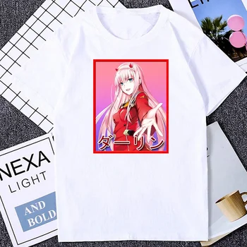 Sevgilim Franxx İçinde Baskı Harajuku Seksi Kız Sıfır İki Tshirt Anime Üstleri Kadın Erkek Kawaii Giyim Harajuku T Shirt Tee Tops