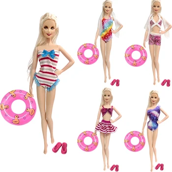 NK Bebek Mayo Giysileri 5 Rastgele Plaj Mayo +5 Terlik + 5 Yüzme tur barbie bebek Aksesuarları Kıyafetler Oyuncaklar