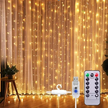 Perde LED Garland Dize İşıklar USB Uzaktan Kumanda Festivali Dekorasyon Tatil Düğün Noel Peri yatak odası lambaları Ev