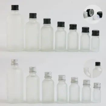10 x Boş Doldurulabilir Buzlu Şeffaf Cam uçucu yağ Şişeleri Alüminyum Kapaklı Parfüm koku şişesi