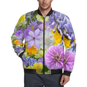 Renkli Çiçek Baskı günlük ceketler Çiçek ve Kelebekler Rüzgar Geçirmez Rüzgarlık Erkekler Özel Mont Kış Gevşek Ceket Artı Boyutu