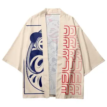 Moda Streetwear Dharma Yumurta Baskı Geleneksel Kimono Casual Erkek Kadın Hırka Cosplay Gömlek Harajuku Japon Samurai Haori