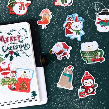 40 ADET Noel Yapışkanlı DIY Sevimli Çıkartmalar Kawaii Dekoratif Günlüğü Dekorasyon Etiket Dekor Kendinden yapışkanlı Scrapbooking Çıkartmaları