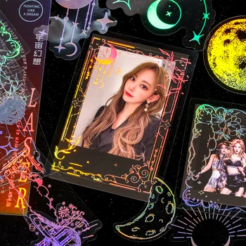 40 Adet Lazer Köpüklü Kağıt Malzeme Kitap Bling Okyanus Yıldızı Takip El Kitabı dekoratif Kızlar Scrapbooking Kore Idol Kartı