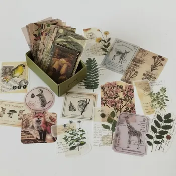100 Adet Vintage Orman Bitki Damga Dekoratif Çıkartmalar Scrapbooking Etiket Günlüğü Kırtasiye Retro Çiçek Sanat Zanaat Günlüğü Planlayıcısı