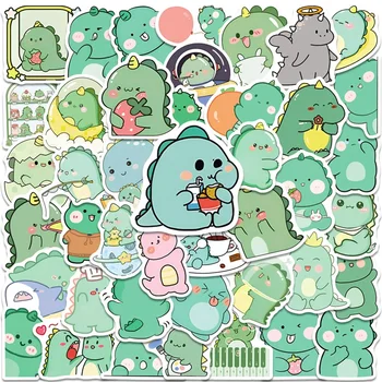 10/30/50 ADET Kawaii Yeşil Dinozor PVC Etiket Estetik Koreli çocuk Dekorasyon Scrapbooking Kırtasiye Okul Malzemeleri