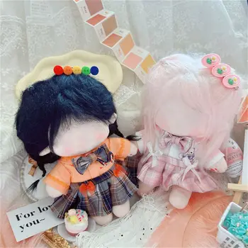 DIY oyuncak bebek giysileri Sevimli El Yapımı Renkli Bebek Jk Üniforma Etek Pamuk Peluş Bebek Giyim 20cm Idol Bebek Bebek
