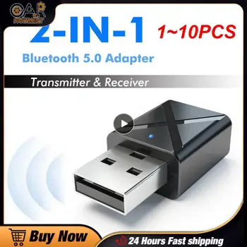 1~10 ADET 5.0 Bluetooth Ses Alıcısı Verici Mini 3.5 mm AUX Jack Stereo Bluetooth Verici TV PC İçin Araba USB Kablosuz