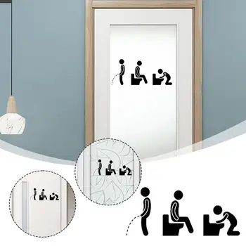 Komik Tuvalet Işareti Çıkartmalar Adam WC Sticker Banyo Posterler Kapı Duvar sanat dekoru Su Geçirmez Duvar Yaratıcı Vinil Çıkartmaları Washro Y8F4