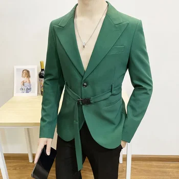 Yüksek Kaliteli Blazer erkek Kore Versiyonu Trend Gençlik Zarif Basit Moda İş Rahat Gece Kulübü Alışveriş İnce Takım Elbise Ceket