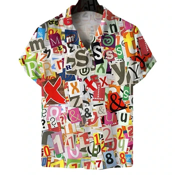Yaz erkek gömleği 3D Kaya Baskı Kısa Kollu Moda Rahat Yaka Elbise Punk Müzik Desen Gömlek Erkekler İçin Düğmeler Hawaii Üst