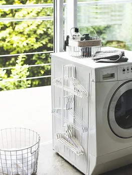 Holding Raf Depolama Çamaşır Makinesi, Yan Duvar Çerçevesi, Manyetik Banyo Elbise Askısı