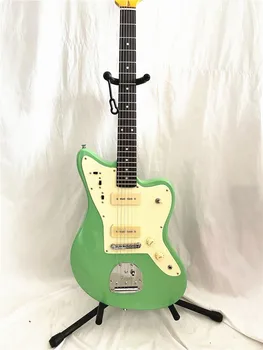Yüksek kaliteli Sörf Yeşil Klasik Caz 6-string elektro gitar Retro Sarı boyun Ücretsiz kargo