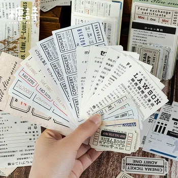 60 adet Fatura Dükkanı Serisi yaşam listesi Scrapbooking Kart Yapımı Günlük Projesi seyahat Retro film biletleri Arka Plan Kağıdı