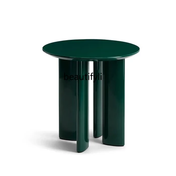 Liji Krem Tarzı katı ahşap yan masa lambası Lüks yuvarlak Masa Mini Sehpa Küçük Masa yuvarlak köşe masa