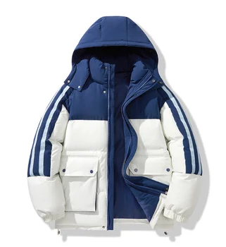 2023 kış çiftler kapşonlu pamuk dolgulu ceket trend moda kalınlaşmış ve polar rahat sıcak pamuk dolgulu ceket boyutu 4XL