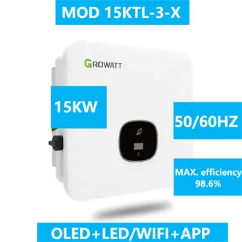 Growatt 15kw 22.5 KW Wifi AFCI Izgara Güneş İnvertör MOD 15ktl3-x Çift Mpp İnvertör H4 DC Bağlantısı
