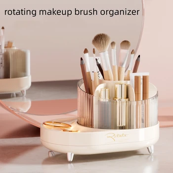 Masaüstü dönen makyaj fırçası düzenleyici raf dresser ruj göz farı kalemlik kozmetik depolama organizatör