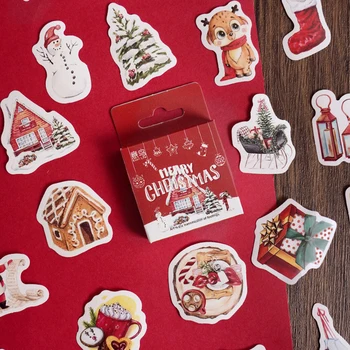 46 Adet Mutlu Noel kutulu etiketler noel hediyesi Sarma El Kitabı Dıy Dekoratif Sızdırmazlık Çıkartmalar Etiketleri