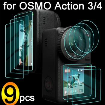 1-9 Adet HD Temperli Cam DJI OSMO Eylem 4 / Eylem 3 Ön Arka Ekran Koruyucu Kamera Lens Filmi için Eylem 3 4 Aksesuarları