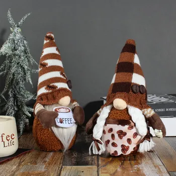 Holding Kahve Meçhul Cüce Bebek Sevimli Peluş Gnome Dekorasyon Noel Ağacı Asılı Bebek Festivali Süsler Ev Partisi Dekoru